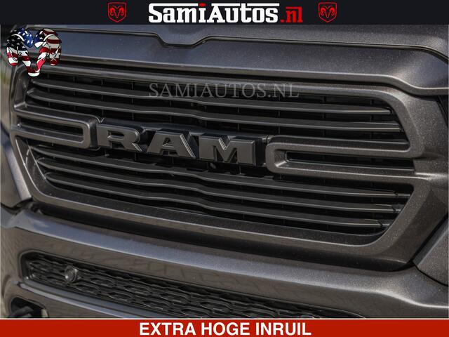 Dodge RAM PICKUP SPORT | 5.7 V8 4X4 | 22 ICH WHEELS | 12 INCH MULTIMEDIA | MEMORY SEAT | BED STEP | 3500KG | GRANITE CRYSTAL | PRINS LPG | CRUISE | FULL LED | ALARM K3 | UITLAAT KLEP SYSTEEM ALS NIEUW!
