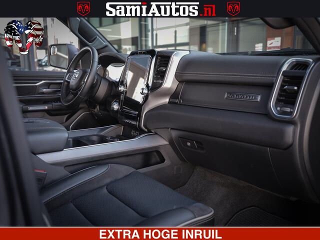 Dodge RAM PICKUP SPORT | 5.7 V8 4X4 | 22 ICH WHEELS | 12 INCH MULTIMEDIA | MEMORY SEAT | BED STEP | 3500KG | GRANITE CRYSTAL | PRINS LPG | CRUISE | FULL LED | ALARM K3 | UITLAAT KLEP SYSTEEM ALS NIEUW!