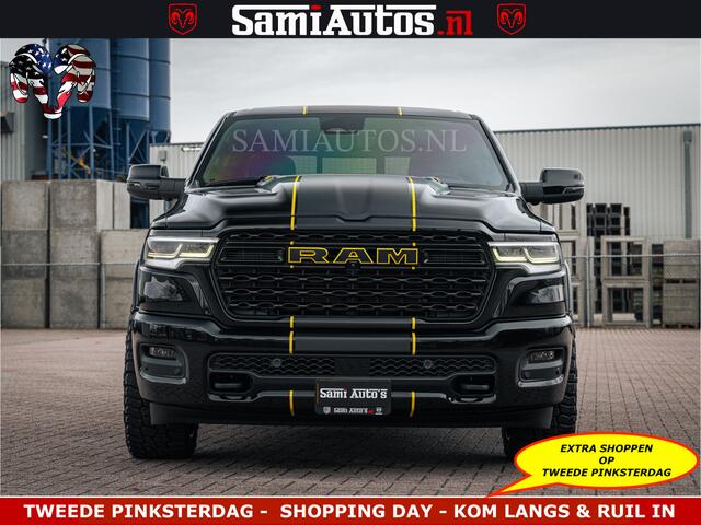 Dodge RAM PICKUP LIMITED NIGHT H.O 540HP 706Nm | Massage + Full Option | De Meest Luxe en Volle Pick-Up in zijn Klasse | Comfortabele Dubbele Cabine met Royale 5 Zitplaatsen | BPM vrij | Nu Leverbaar uit Voorraad | Voorraad Nr 2370 - 5411