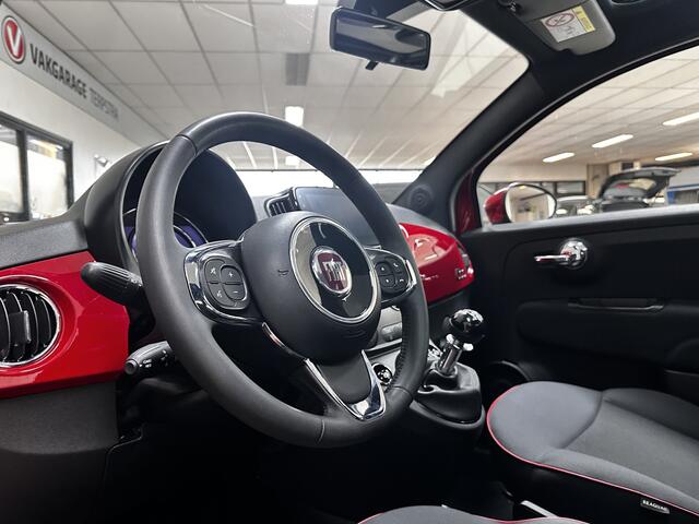 Fiat 500 1.0 Hybrid RED/ Virtual Dash./ 15'' LMV/ Panorama-Dak/ DAB+/ Bluetooth/ Navi/ Clima/ Cruise/ Elek. pakket/ Multi. LEDER. Stuur/ PDC/ LED Dagrijverl.