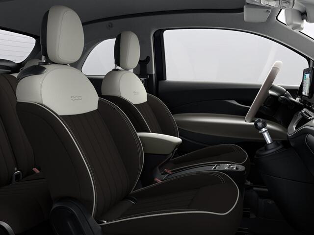 Fiat 500C Hybrid La Prima Cabrio | Clima | LED | PDC | JBL Premium Audio | 17" | Camera | BSM | Canneloni Ivory/Piombo interieur