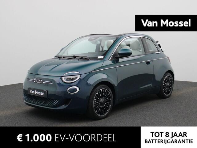 Fiat E-500 C La Prima 42 kWh | AppleCarplay & Android Auto | Canvas Schuifdak | Lichtmetalen Velgen | Climate Control | Navigatie |