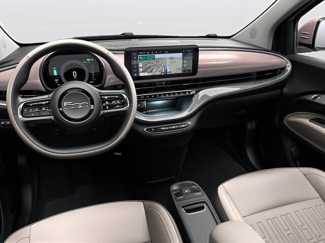 Fiat E-500 3+1 La Prima 42 kWh | 17% Bijtelling | Clima | Cruise | Leder | 17" | Priv Glass | Winter Pack | JBL Sound | BSM | Apple Carplay