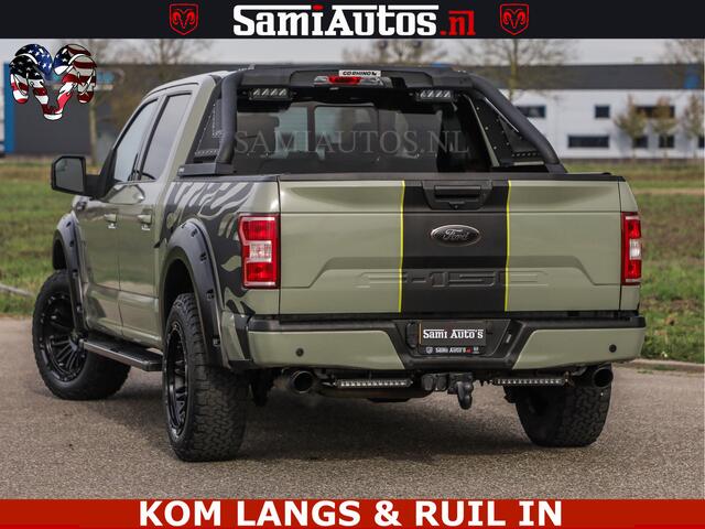 Ford F-150 5.0 V8 4X4 | MAT OLIVE GREEN | ZEER DIK | CAMERA | 3500KG | PANORAMA | LEDER | GO RHINO ROLLBAR | CRUISE CONTROL | PRINS LPG | BAKFLIP COVER | Deze pick-up is leverbaar met zowel een groot rijbewijs (C) als een klein rijbewijs (B). Laat ons weten wat jouw