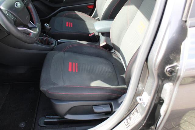 Ford FIESTA 1.0-125pk EcoBoost Mild-Hybrid ST-Line. Luxe, sportieve en goed onderhouden Fiesta ! Autm. airco, Cruise control, Lane assist, 17" Lmv, Parkeersensoren Achter, Metallic lak, Navigatie by Apple/Android, LED verlichting etc.