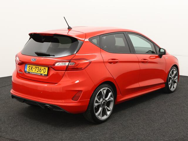 Ford FIESTA 1.0 EcoBoost ST-Line carplay, bluetooth, airco, cruise control, spoiler, bandenspanningscontrolesysteem, boordcomputer, brake assist system, hill hold functie, buitenspiegels elektrisch verstel- en verwarmbaar, e Super mooi rood, met alle functies erop di
