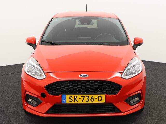Ford FIESTA 1.0 EcoBoost ST-Line carplay, bluetooth, airco, cruise control, spoiler, bandenspanningscontrolesysteem, boordcomputer, brake assist system, hill hold functie, buitenspiegels elektrisch verstel- en verwarmbaar, e Super mooi rood, met alle functies erop di