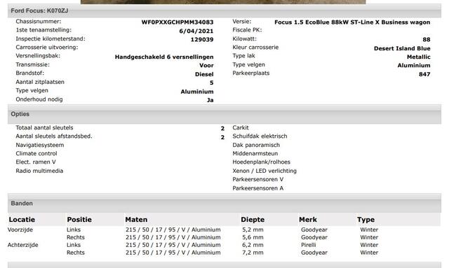 Ford FOCUS Wagon 1.5D ST Line X Business / Panoramadak / Pdc+camera / Cruis adaptief / Stuur-Stoelverwarming / B&O audio / Parking-Technology-Winter Pack /
