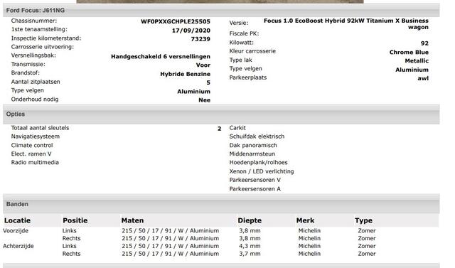 Ford FOCUS Wagon 1.0 124PK Hybrid Titanium X Business / Panoramadak / Pdc+Camera / Airco-ecc./ Xenon / Radio multimedia /