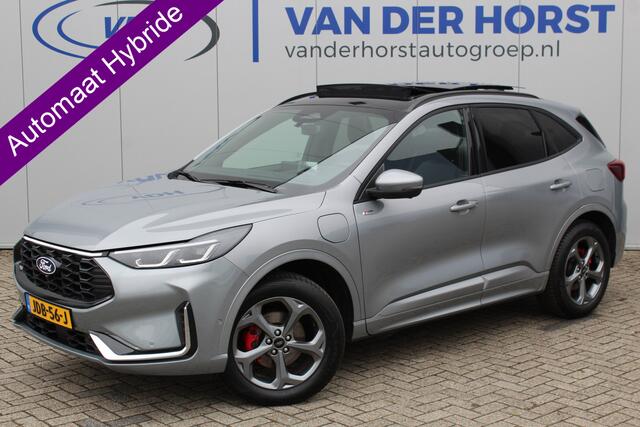 Ford KUGA 2.5-243pk PHEV ST-Line X. Nieuwste model ! Mooie luxe en comfortabele Ford Kuga ! Trekgewicht 2.100kg ! Elektr. panoramadak, Elektr. inklapb. trekhaak, stoel-, stuur- en voorraamverw., lane- en side assist, 360gr. camera, HUD, Apple/Android, Elektr. vers