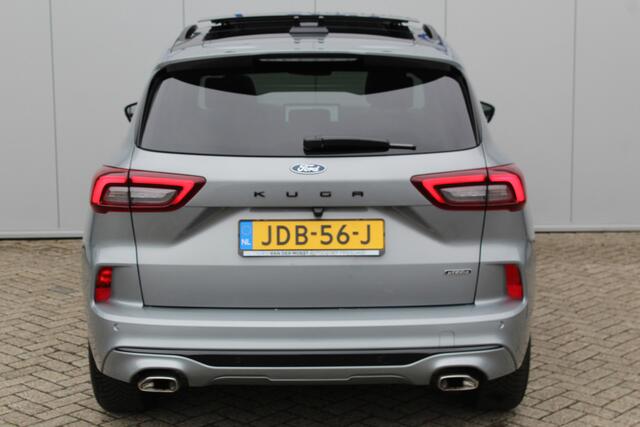 Ford KUGA 2.5-243pk PHEV ST-Line X. Nieuwste model ! Mooie luxe en comfortabele Ford Kuga ! Trekgewicht 2.100kg ! Elektr. panoramadak, Elektr. inklapb. trekhaak, stoel-, stuur- en voorraamverw., lane- en side assist, 360gr. camera, HUD, Apple/Android, Elektr. vers