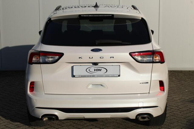 Ford KUGA 2.5-225pk Plug-in Hybrid ST-Line X. Hybride rijden voor een reële prijs ! Autm. airco dual, side- en lane assist, adaptieve cruise cntrl, camera v+a, stoel-, stuur- en voorraamverw., elektr. achterklep, metallic lak, navigatie, telefoonvoorb. etc.