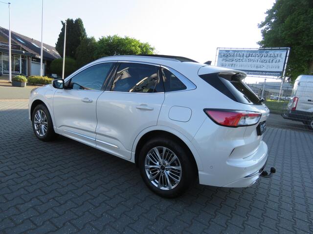 Ford KUGA 2.5 PHEV Vignale NAVI,ADAP CRUISE,PANODAK,ELEKTRISCHE TREKHAAK,LEER,WINTER PAKKET,APP CARPLAY. ARTIC WEISS METALLIC.
