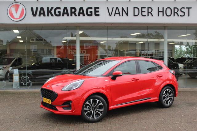 Ford PUMA 1.0-125pk EcoBoost Mild-Hybrid ST-Line. Slechts 17.500km ! Volautm. airco, navigatie, telefoonvoorb., digitaal dashboard, cruise control, LM wielen, parkeersensoren, stoel-, stuur- en voorraamverwarming, trekhaak etc.