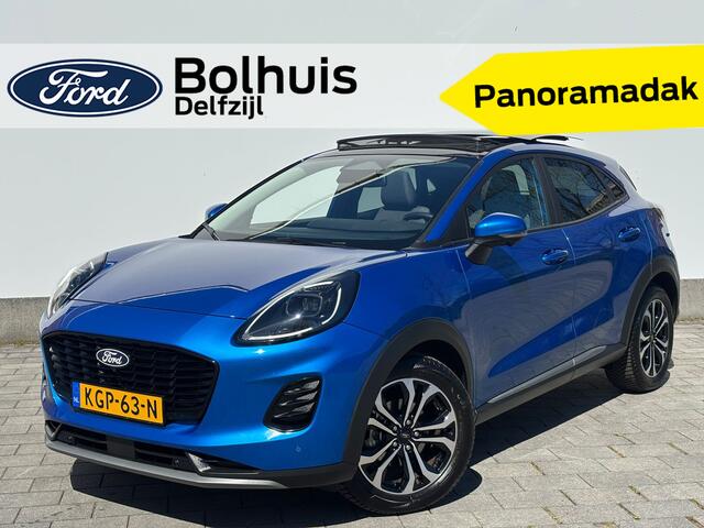 Ford PUMA EcoBoost Hybrid 125 pk Titanium | Pano | Elek achterklep | Winterpack | Adapt. Cruise | Dodehoek detectie | 360 Camera | Fabr. Gar. t/m 02-2029