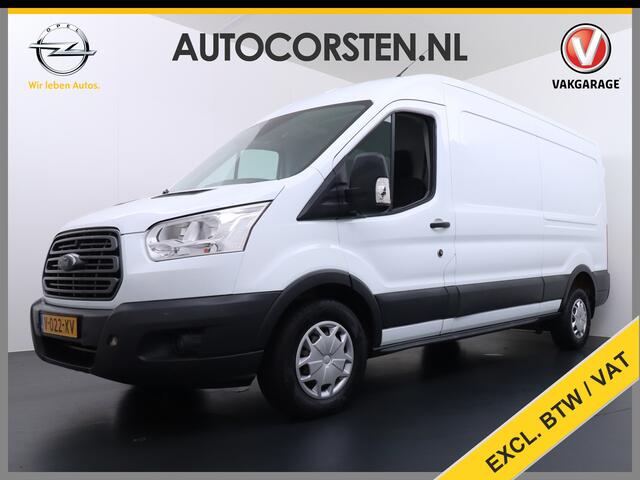Ford TRANSIT 350 2.0TDCI 170PK Automaat L3H2 3-Persoons Apple Carplay Android Auto Airco Navi Camera Pdc Cruise Control Aut.Verlichting VoorruitVerwarming Lane-dep. Led Verst.Stoel Elek.Ramen Trend Schuifdeur Wand-Vloerbekleding Trekhaak Voorbereiding 1e Eigenaar Euro