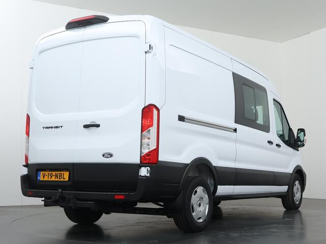 Ford TRANSIT 350 | 2.0 TDCI | L3 H2 | TREND | DUBBEL CABINE | 6-ZITS | CAMERA | VOORRUITVERWARMING | TREKHAAK 2500 KG AHW | AIRCO | CARPLAY ANDROID AUTO | CRUISE CONTROL | LAADRUIMTE PAKKET