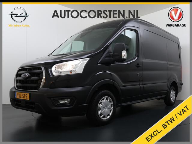 Ford TRANSIT 310 2.0 TDCI L2H2 3-Persoons Camera Airco Stoelverwarming Elek.Stoel Cruise Control Pdc Lane Assist Trend Betonplex Vloer Wandbetimmering Schuifdeur Voorruitverwarming 1e Eigenaar Origineel Nederlandse Bus