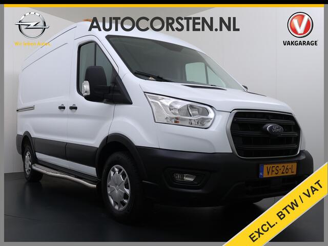Ford TRANSIT 350 2.0TDCI 170PK Automaat L2H2 3-Persoons Trekhaak Euro 6 Navi Camera Cruise Control DAB Bluetooth Pdc Sidebars Betonplex Vloer Wandbetimmering 3.500KG Trekgewicht 1e Eigenaar Origineel Nederlandse Auto