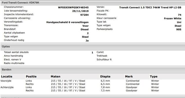 Ford TRANSIT CONNECT 1.5TDCI Euro6 100PK L2 Trend / Trekhaak / Airco / Schuifdeur / Radio multimedia / Apk 11-2026