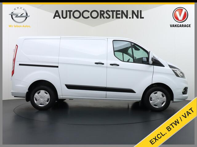 Ford TRANSIT CUSTOM 280 2.0TDCI 130PK L1H1 3-Persoons Apple Carplay Android Auto Airco Trekhaak Camera Cruise Control Pdc Voorruitverwarming Trend Regen-Lichtsensor Betonplex Vloer Wandbetimmering Schuifdeur Euro 6 385NM Koppel Zeer Compleet!