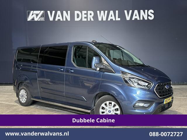 Ford TRANSIT CUSTOM 2.0 TDCI 170pk Automaat L2H1 Dubbele cabine Limited Euro6 Airco | 2x Zijdeur | Navigatie | Xenon Camera, Cruiscontrol, 5-zits, LED, LM Velgen, Trekhaak, Sidebars, Stoelverwarming, Verwarmde voorruit, Parkeersensoren