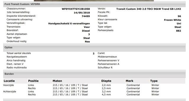 Ford TRANSIT CUSTOM 340 2.0 TDCI 131PK H2 Trend 3Pers./ *ideaal voor Camper*/ Navigatie / Pdc./ Airco / Driver assist / Stoelverwarming