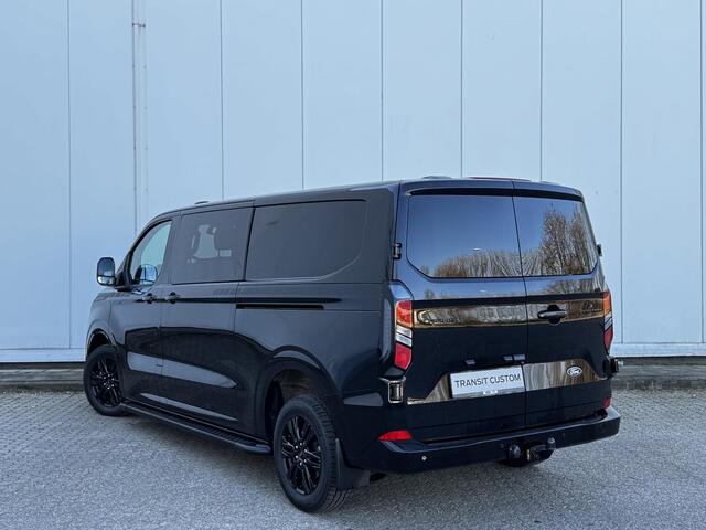 Ford TRANSIT CUSTOM 320 2.5 PHEV L2H1 Black Platinum DUBBEL CABINE 2250 KG AHW | 1100 KG Laadvermogen | Lederen Bekleding | Stoel-Stoel | Privacy Glass |