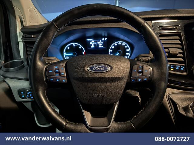 Ford TRANSIT CUSTOM 2.0 TDCI 131pk L2H1 Euro6 Airco | Imperiaal | Camera | Navigatie | 2800kg Trekhaak | LED Apple Carplay, Cruisecontrol, Stoelverwarming, Verwarmde voorruit, Leder, LM velgen, Parkeersensoren, Bijrijdersbank