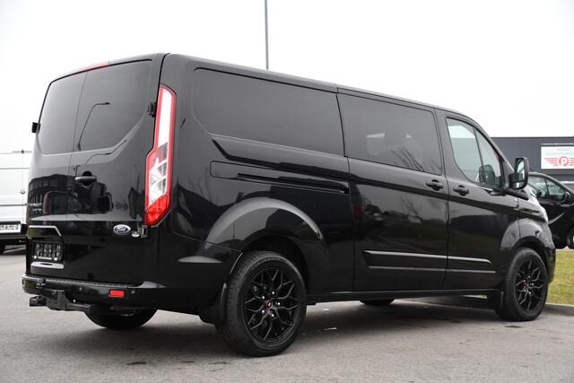 Ford TRANSIT CUSTOM 320 2.0 TDCI L2H1 Limited DC Black Edition Cruise, Carplay, Automaat, 130pk, Sensoren, 2 x Schuifdeur, Stoelverwarming, Uniek!