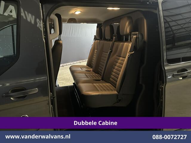 Ford TRANSIT CUSTOM 2.0 TDCI 131pk Automaat L2H1 Dubbele Cabine Euro6 Airco | 2x zijdeur | 5-Zits | Camera | Apple Carplay | LED Android Auto, Cruisecontrol, Trekhaak, Parkeersensoren, LM velgen, Leder, Stoelverwarming, Verwarmde voorruit, Sidebars, Dakdragers, Elektrisch ve