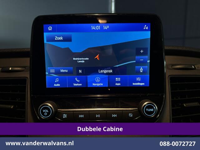 Ford TRANSIT CUSTOM 2.0 TDCI 131pk L2H1 Dubbele Cabine Euro6 Airco | 5-Zits | Navigatie | Cruisecontrol | LED | 2800kg Trekhaak Stoelverwarming, Parkeersensoren, Achterklep