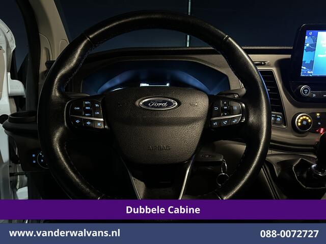 Ford TRANSIT CUSTOM 2.0 TDCI 170pk L2H1 Dubbele Cabine Euro6 ** Rijklaar direct rijden ** Airco | 6-Zits | Camera | Navigatie | LED | Apple Carplay Android Auto, Cruisecontrol, Stoelverwarming, Verwarmde voorruit, Parkeersensoren, 2800kg trekvermogen, Dakdragers