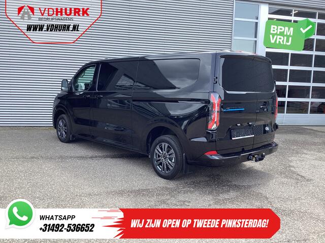 Ford TRANSIT CUSTOM E-Transit 71 kWh 218 pk 340 km WLTP L2 Limited Garantie t/m 2028/ 2x Elek.Schuif/ 2.3t Trekverm./ Snellader/ B&O/ Adapt.Cruise/ Standkachel/ Carplay/ 360 Camera/ Trekhaak