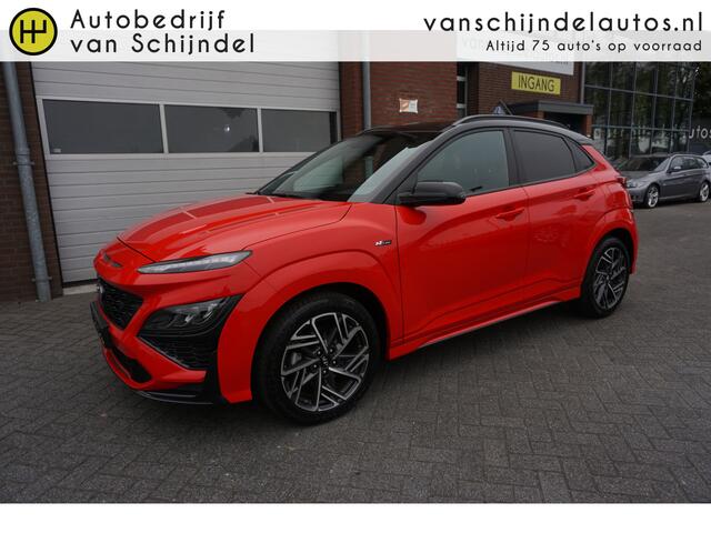 Hyundai Kona 1.0 T-GDI N LINE KEURIGE NETTE STAAT! ORIGINEEL NL! DEALER ONDERHOUDEN! CAMERA STOELKOELING+VERWARMING ALCANTARA/LEDER ANDROID/APPLECARPLAY NAVI AFN.TREKHAAK 18INCH CLIMA CRUISE ENZ...