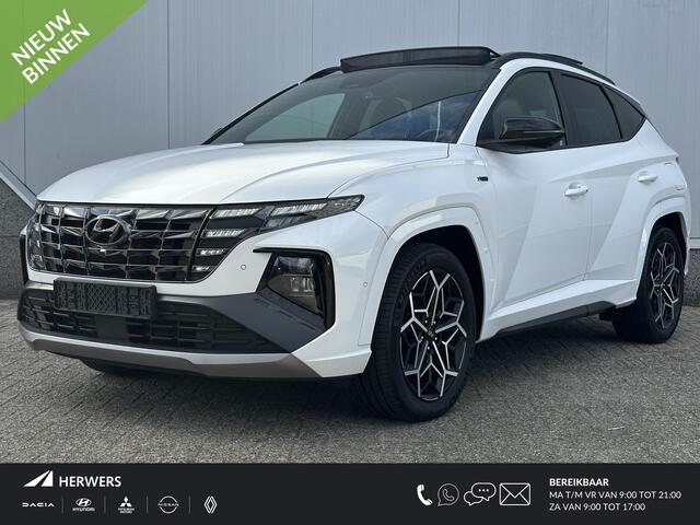 Hyundai TUCSON 1.6 T-GDI PHEV N Line Sky 4WD / Dealer onderhouden / Glazen schuif- en kanteldak / Stuur-, stoel- en achterbankverwarming / Trekgewicht 1350 kg / Stoelventilatie / Adaptief CC /