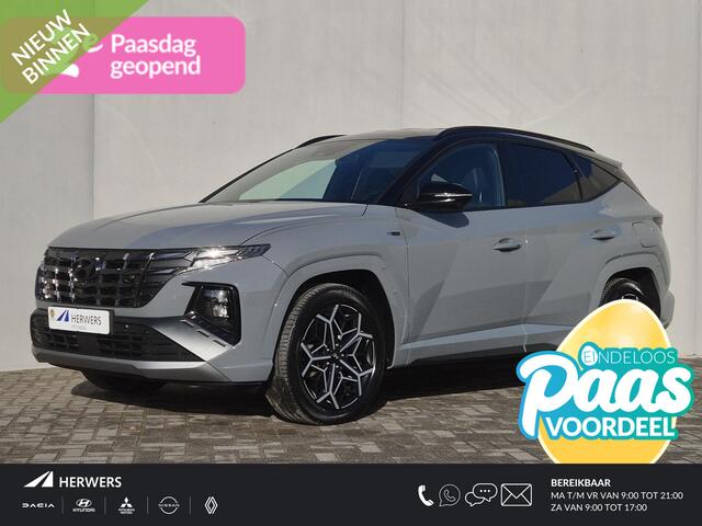 Hyundai TUCSON 1.6 T-GDI PHEV N Line 4WD Automaat / Accu SOH 100% / Dealer onderhouden / Fabrieksgarantie tot 01-2027 / Trekhaak afneembaar / EAER bereik 62 km bereik stad 74 km / Trekgewicht 1350 kg / Elektrische achterklep / Stuur- Stoel & Achterbankverwarming / Rondo