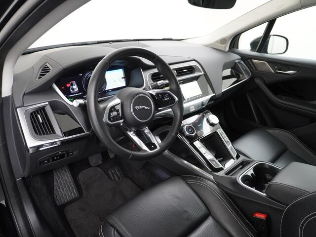 Jaguar i-Pace EV400 400pk SE 90kWh AWD Leer+Elektr. Meridian®-Audio Apple Carplay Android Auto Navi Led-v+a Ecc Camera Cruise Control Keyless Pdc Lmv Led Bordherkenning Elektrische-Achterklep koplampreiniging Lane-Assist App-Connect ECT Voorverwarming/koeling WiFi Digi