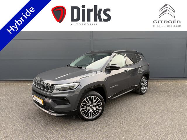 Jeep COMPASS 1.5T e-Hybrid S (Leder incl verwarming/koeling/geheugen - Elektrische Klep - 360gr Camera - 19"- LED - Navigatie - Adaptieve Cruise Controle - Automatische Airco - Stuurwiel verwarming)