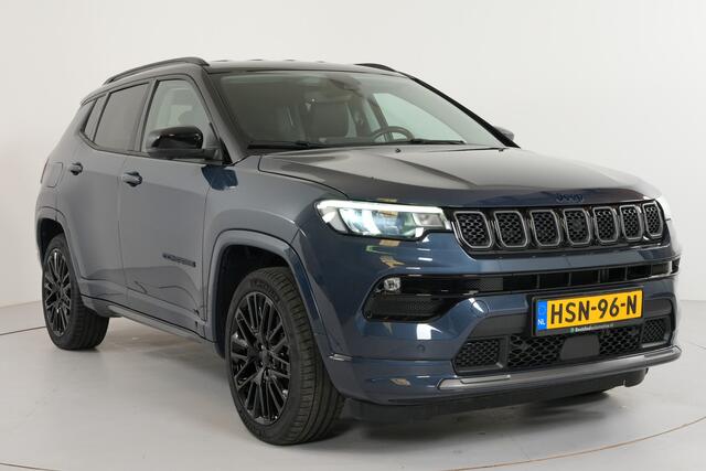 Jeep COMPASS 4xe 240pk S PHEV | Trekhaak | Leer | Stl. verw. | 19" | Camera 360° | Memory | Adaptive | Dodehoek | Inparkeer |
