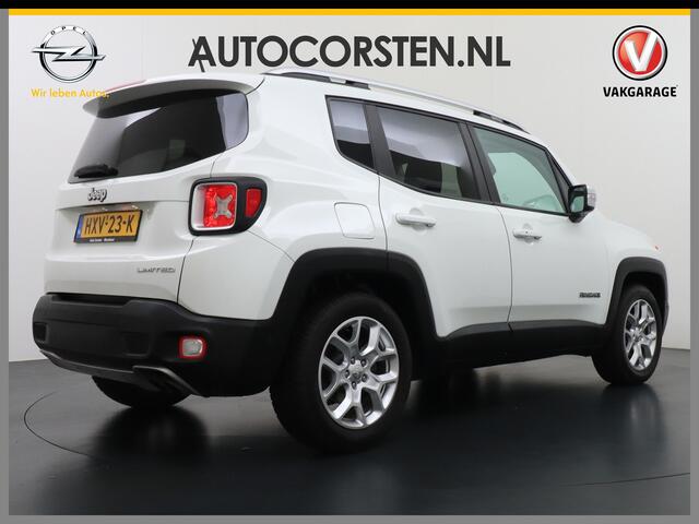 Jeep RENEGADE 1.4T AUT-6 Leer Navi Ecc 17''Lmv Stoel-Stuurverwarming Keyless Cruise Control Bluetooth Pdc Usb Led Mistlampen Lane-departure Isofix Privacy Glas Dakrails MultiAir Latitude Slechts 1361kg licht! / 75 /3mnd belasting