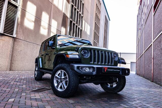 Jeep WRANGLER Unlimited 4xe 380 Sahara 80th Anniversary Trekhaak/Camera voor+achter/Apple carplay/Stoelverwarming/Stuurverwarming/Lederen bekleding/Adaptieve Cruise control/Keyless/Navigatie