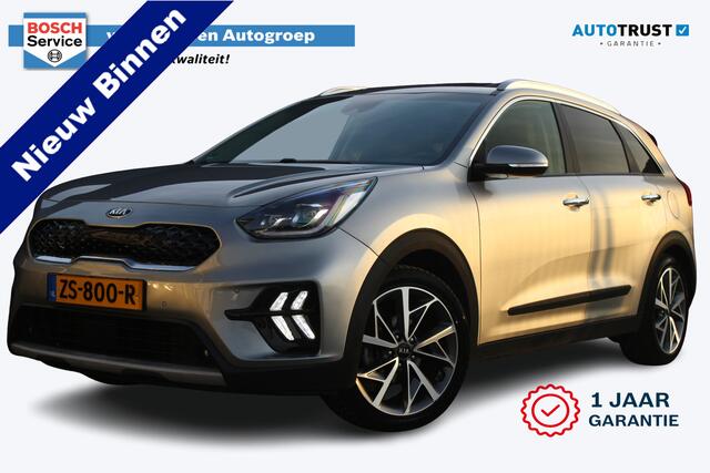 KIA Niro 1.6 GDi Hybrid DynamicPlusLine | Incl. 12 maanden garantie | Stuur & stoelverwarming | LED | Adapt. Cruise | Schuif/kantel dak | Trekhaak afneembaar | Camera | 100% dealer onderhouden | Keyless | Navi | Apple Carplay | Dodehoek detectie | Bomvolle uitvoer
