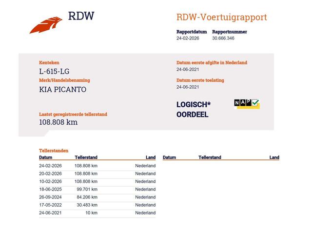 KIA PICANTO 1.0 DPi ComfortLine 5p | 1e Eigenaar | NL AUTO | Nette staat | Airco | Cruise Control | 5 Deurs |