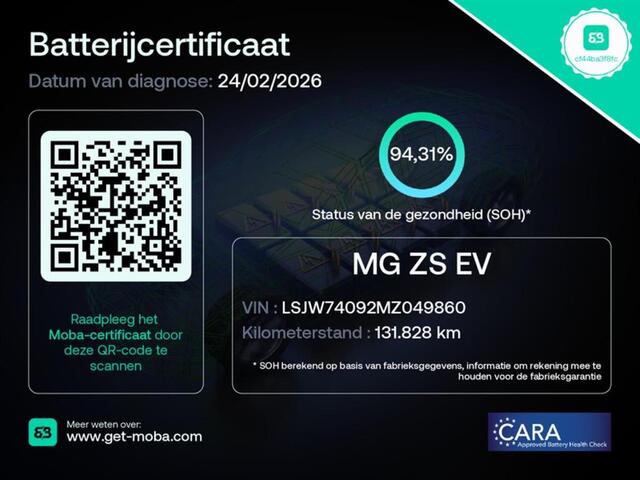 MG ZS MG EV Luxury 45 kWh Aut- SOH 94%, Dealer Onderhouden, Fabrieksgarantie, Panoramadak, Leder Interieur