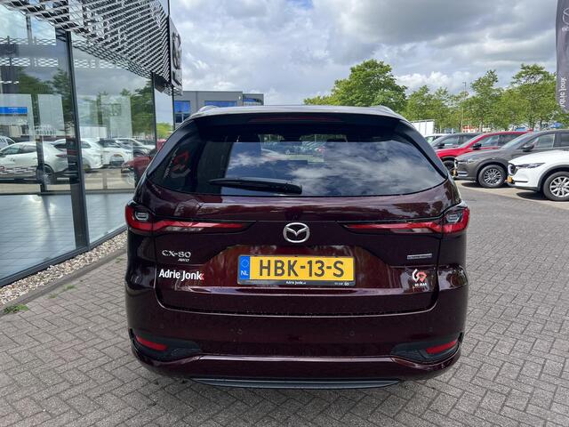 Mazda CX-80 2.5 e-SkyActiv PHEV Homura Plus 6p. 327 PK | AUTOMAAT | AWD | APPLE CARPLAY | 20 INCH | LEDER | 360 CAMERA | PANORAMADAK | DEMO | * 6 JAAR FABRIEKSGARANTIE |