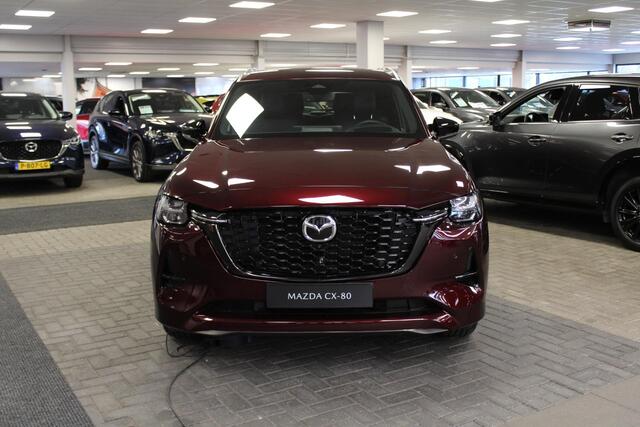 Mazda CX-80 2.5 e-SkyActiv PHEV 327PK Homura 6p. , Nieuwe Auto, 10 KM, Voorraadvoordeel ¤ 10.373-, Convenience & Sound Pack, Leder, Adap.Cruise, Bose, 360 Camera, HUD, Stoelverwarming/ventilatie, LMV 20 Inch