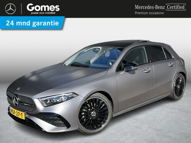 Mercedes-Benz A-KLASSE 180 Star Edition AMG | Matgrijs | Night Pakket | Panoramadak | MULTIBEAM LED Koplampen | Dodehoekassistent | Apple CarPlay | Android Auto | Sfeerverlichting | Stoelverwarming | Achteruitrijcamera | Elektrisch Inklapbare Buitenspiegels