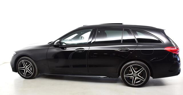 Mercedes-Benz C-KLASSE Estate 300 e AMG Line: Pano / schuifdak, HUD, elec verst stoelen met geheugen, stoelverw en ventilatie, eco ass, act stuur ass, act rijstrook ass, act rem ass, act spoor ass, act dode hoek ass, verkeersteken ass, verkeerslicht weergave, park ass, wasstraa