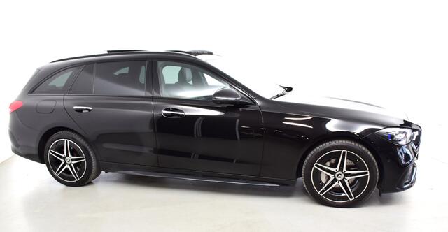 Mercedes-Benz C-KLASSE Estate 300 e AMG Line: Pano / schuifdak, HUD, elec verst stoelen met geheugen, stoelverw en ventilatie, eco ass, act stuur ass, act rijstrook ass, act rem ass, act spoor ass, act dode hoek ass, verkeersteken ass, verkeerslicht weergave, park ass, wasstraa